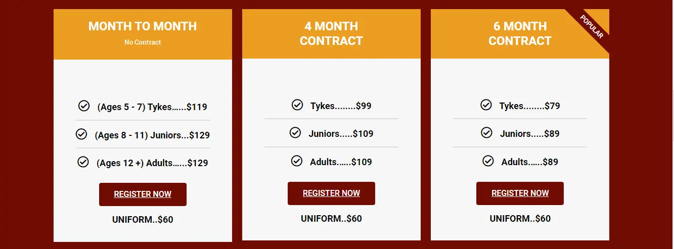 picture of pricing packages of mytkdrox